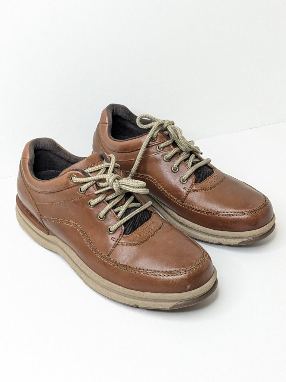 Rockport World Tour Classic Lace-Up Shoes Brown Leather Men's 10 Wide